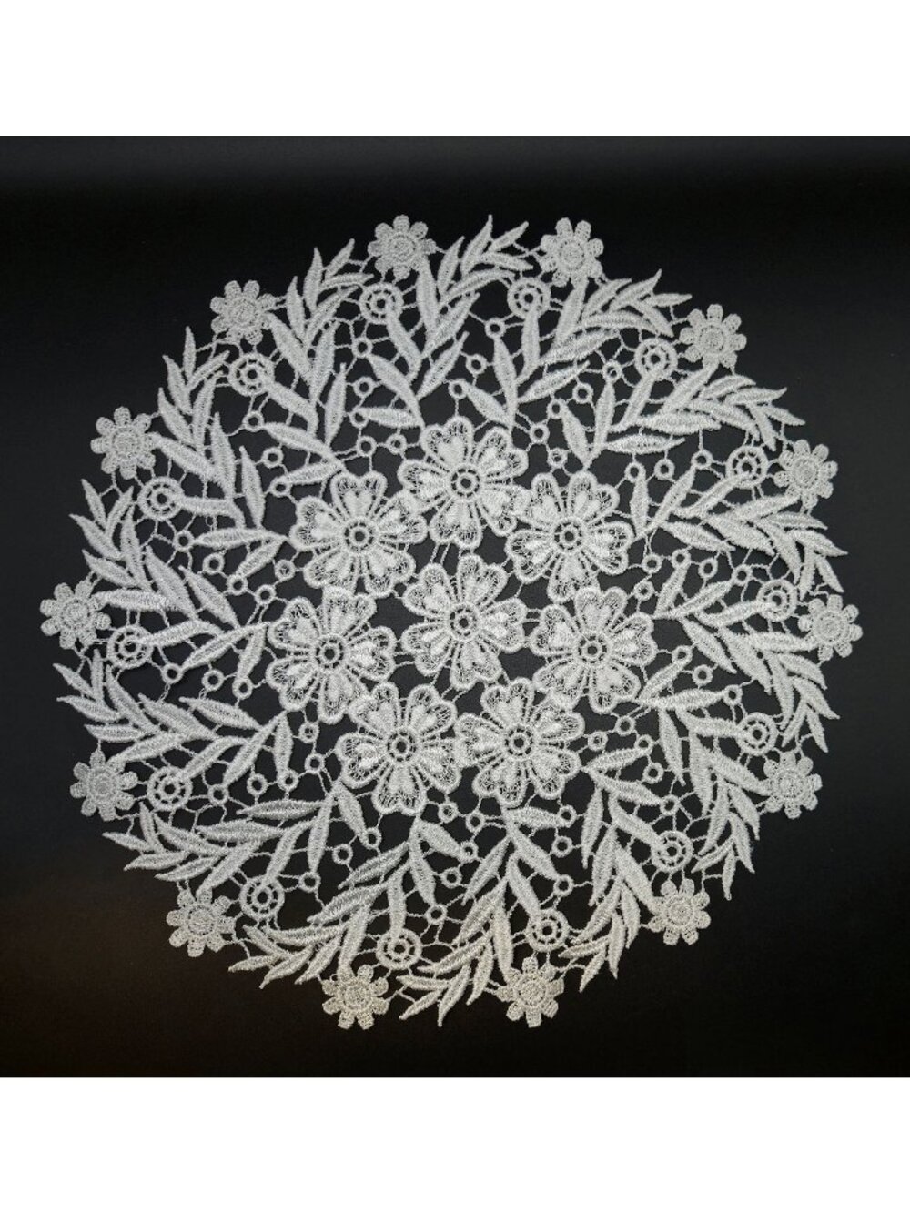 Vintage White Floral Lace Doily 11-Inch Round Elegant, Decor Or Craft